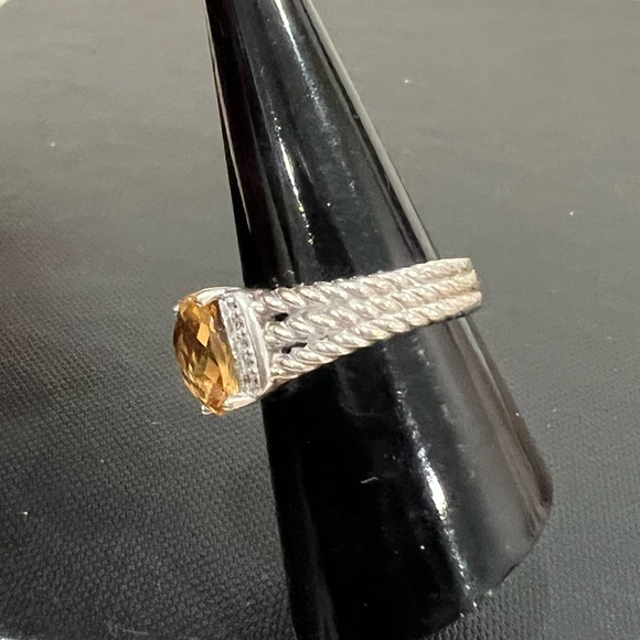 David Yurman Sterling Silver Wheaton Citrine with Diamonds Size 8 - Picture 5 of 12